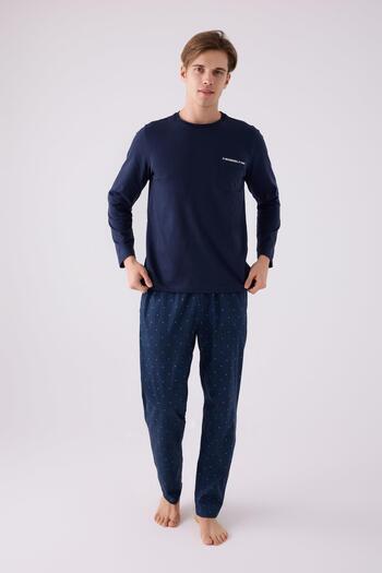 Arnetta Men's Navy Blue Cotton Pajama Set