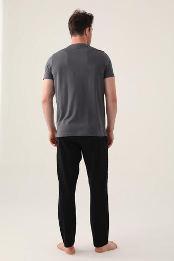 Arnetta Σετ ανδρικών πιτζάμες με στάμπα Crew Neck, 100% βαμβάκι
