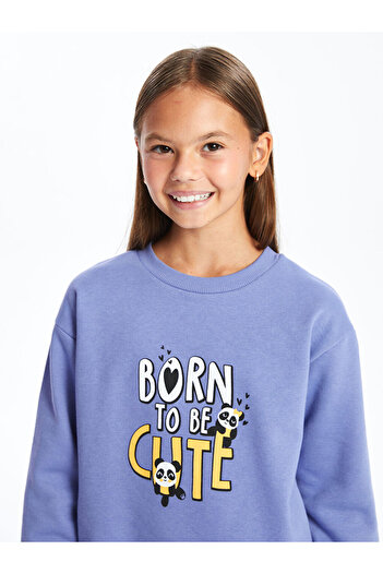 LC Waikiki Crew Neck Printed Girl's Sweatshirt