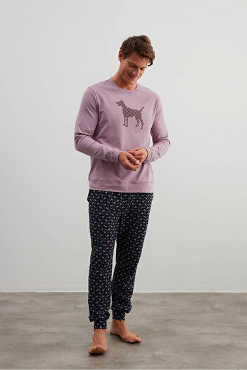 Syah Erkek Pamuklu Uzun Kollu Pijama Takımı