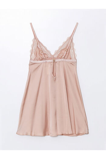 LC Waikiki Σατέν Babydoll με λεπτομέρεια με δαντέλα V λαιμόκοψη