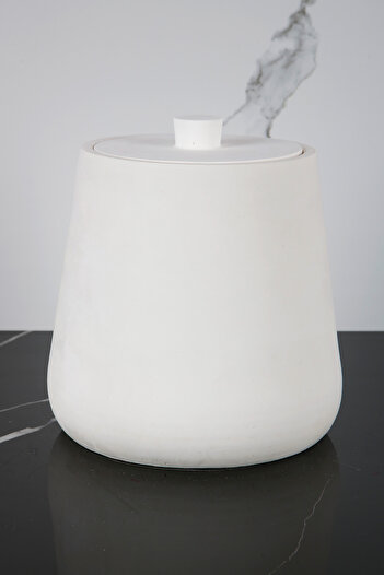 betonmall 2 Pieces Concrete Trash Can Bathroom Kitchen Toilet Wc 18 cm 4 Liter Bin with Lid