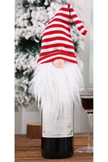 Hediyenza Santa Claus Bottle Top Ornament - Gnome Christmas Wine and Case, Table Decor