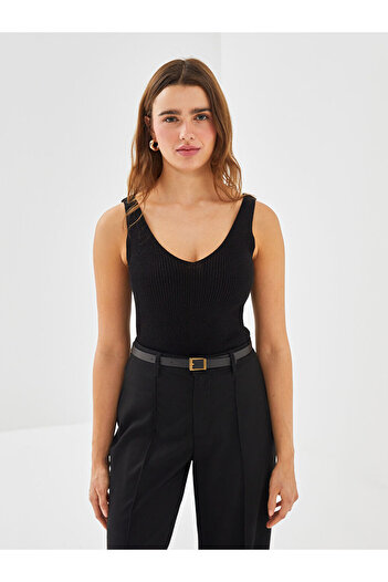 LC Waikiki Sparkling Choices from Shining Store |   V-Neck Shiny Women's Knitwear Tank Top
