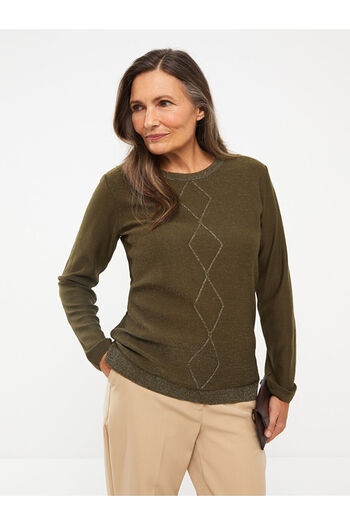 LC Waikiki Crew Neck Glitter Detailed Long Sleeve Women's Knitwear Sweater