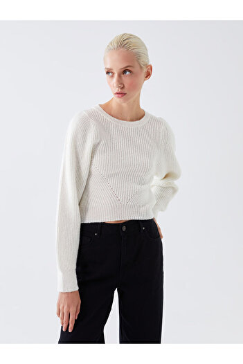 LC Waikiki Long Sleeve Crew Neck Patterned Women's Knitwear Sweater
