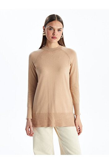 LC Waikiki Crew Neck Plain Long Sleeve Women's Knitwear Tunic