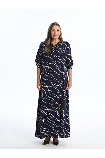 LC Waikiki Rochie de damă Lcw Grace bleumarin cu guler scurs