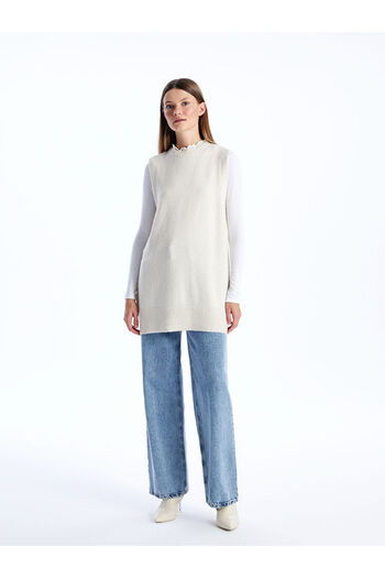 LC Waikiki Women's Ruffled High Collar Plain Knitwear Sweater