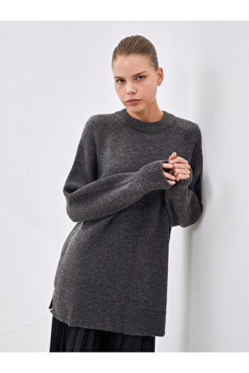 LC Waikiki Lcw Crew Neck Plain Long Sleeve Women's Knitwear Tunic