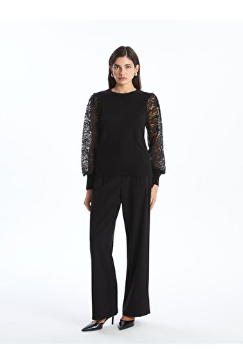 LC Waikiki Lcwaikiki Crew Neck Lace Detailed Women's Knitwear Sweater