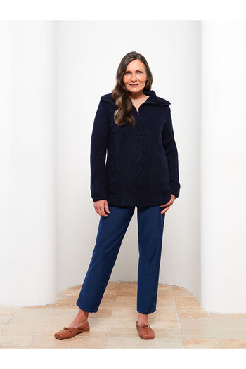LC Waikiki Women's Knitwear Sweater - Polo Collar, Solid, Long Sleeve