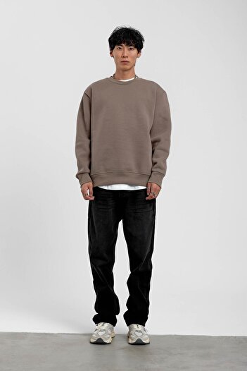 NOMARC Mink Crew Neck Basic Raised Sweatshirt