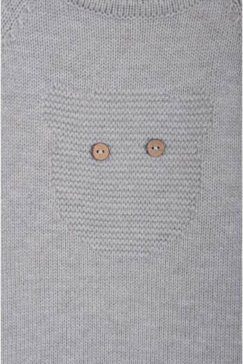 Minora Gray Patterned Knitwear Unisex Jumpsuit