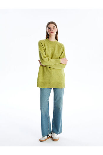LC Waikiki Women's Knitwear Tunic - Crew Neck, Solid Long Sleeve