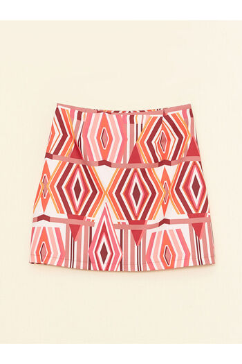 LC Waikiki Lcw Vision - Red Patterned Satin Women's Shorts Skirt, Zip Waist
