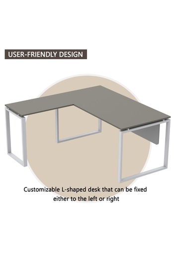 Mahmayi Carre 5114L L-Shaped Modern Workstation Desk without Drawer Grey Ideal for Home