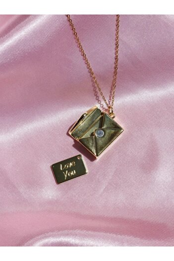 Reorah Collection Steel Magnetic "I Love You" Envelope Necklace