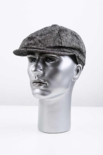 Kravatkolik Men's Grey and Black Wool Cap Hat - Kst87