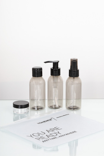 homence 4'lü Seyahat Seti Plastik 100ml Şişe Kavanoz Seti Seyahat Kiti Füme