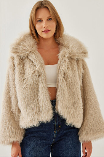 Bianco Lucci Women's Collared Faux Fur Lined Coat 38120 60251969