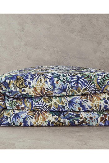 English Home Floral Charm Çift Taraflı King Size Çok Amaçlı Örtü Mavi