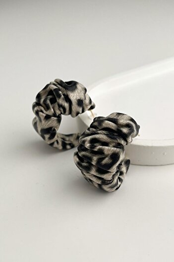 Modex Leopard Drawstring Leather Look Hoop Earrings (3cm)