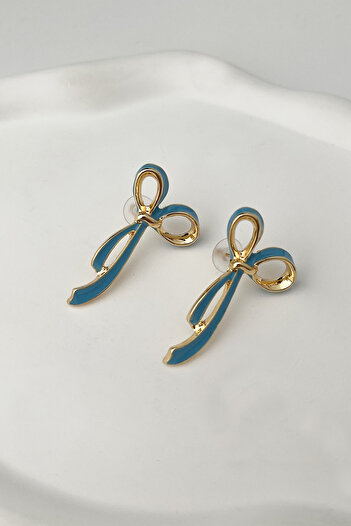 Modex Enamel Metal Bow Earrings (Size:2Cm*4 cm)