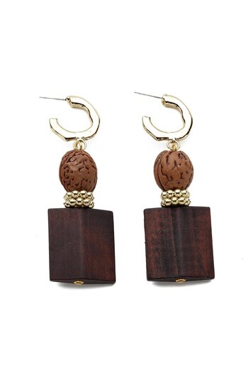 Modex Wooden Earrings with Brown Walnut Figures