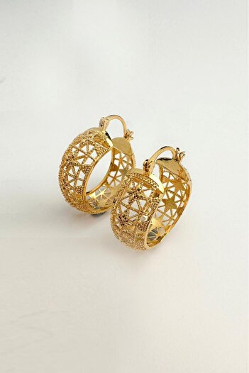 Modex Gold Yellow Solid Brass Basket Earrings