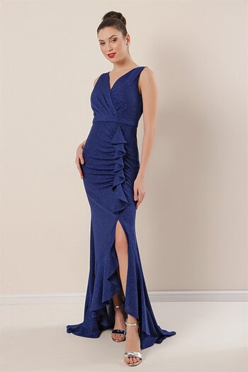 By Saygı Double Breasted Neckline Flounce Front Fish Dress