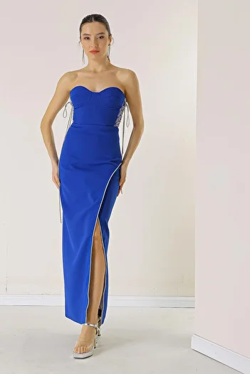 By Saygı Side Chained Skirt Wrap Wire Crepe Dress