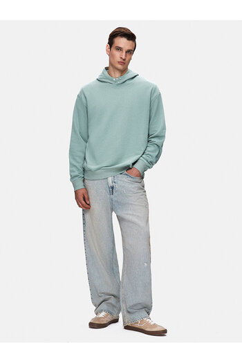Ltb Plain Hooded Snapback Green Sweatshirt