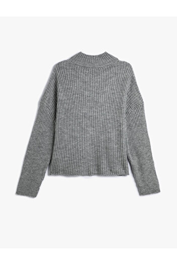 Koton Guler vertical Tricotaj de bază Pulover Mânecă lungă formă confortabilă Camisole Detaliu fir metalic