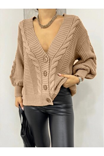 Modamorfo Mink Araboy Cardigan - Knitted Pattern and Button