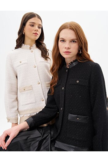 Kayra Black Tassel Jacket - Gold Button Detail