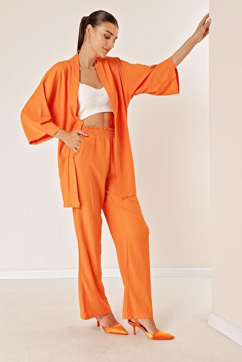 By Saygı Wrapped Pants Kimono Set with Pockets