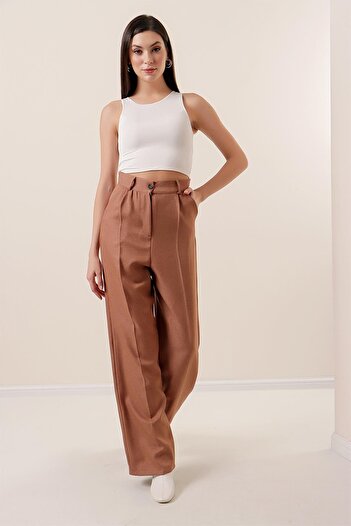 By Saygı Side Pocket Wool Effect Palazzo Trousers