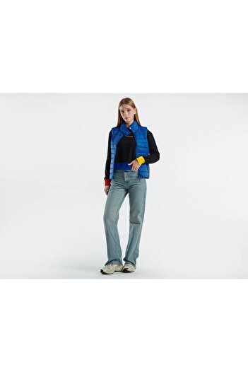 United Colors of Benetton Women's Midnight Blue Recycled Polyester Padded Pufa Vest