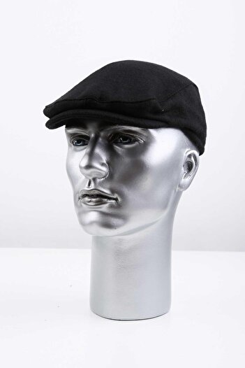 Kravatkolik Black Plain Wool Men's Cap Hat Kst102