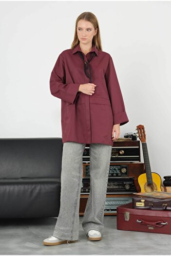 HEQA Burgundy Shirt - with Pocket Details