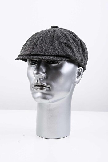 Kravatkolik Men's Cap Hat - Dark Grey, Plain Wool, Kst89