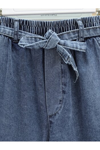 Modamorfo Wide Leg Elastic Waist Belted Jeans