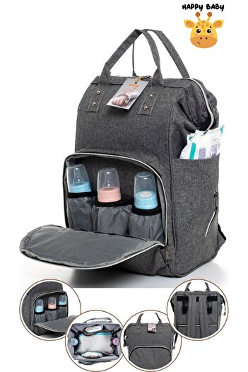 Sahra Stain Resistant Waterproof Mother Baby Care Backpack with Thermal Bottle Compartment and Hanger Apparatus