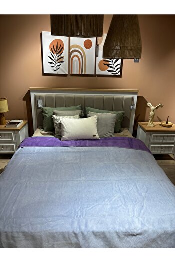Sesli Bohemhouse Double Sided Plain Cotton Blanket - 2000Gr 200X220Cm