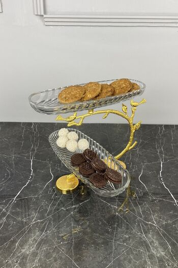 MAY HOME 2-Tier Boat Cookie Holder Presentation Plate