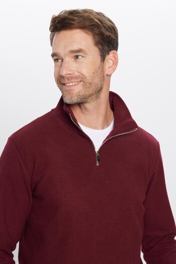 Tudors Claret Red Cotton Unisex Sweatshirt - Comfortable Fit, Half Zipper