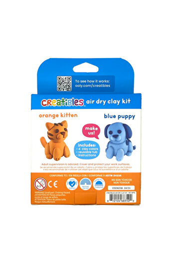 Ooly Plastilina cu uscare la aer - Pet, Creatibles, set DIY 4 culori