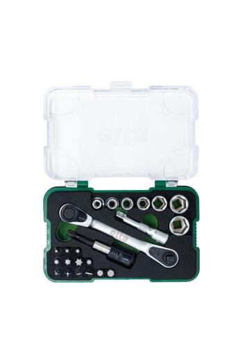 Elta 1/4" Altıköşe Cırcırlı Lokma Anahtar Ve Bits Uç Seti 23 Parça
