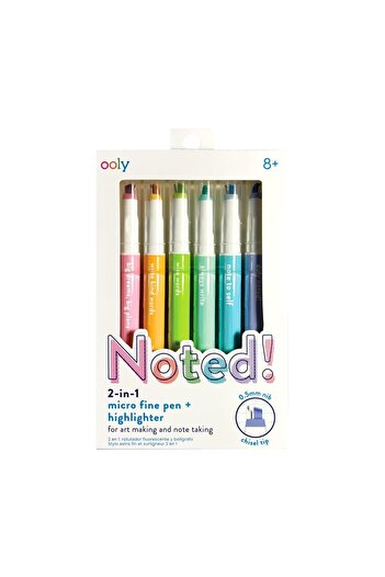 Ooly Notat! - Pixuri cu vârf microfin si markere 2-in-1 - Set de 6